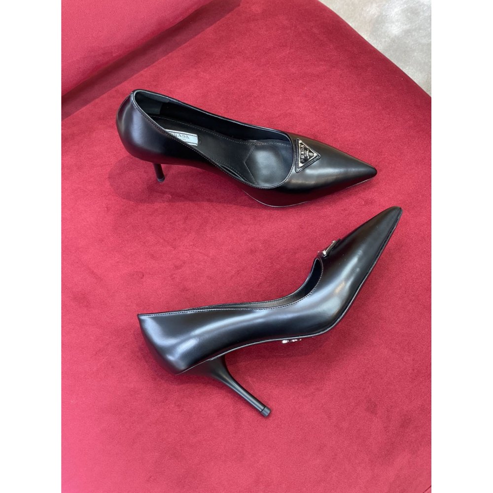 Cheap Reps Prada Pumps 85mm In Black Brushed Leather