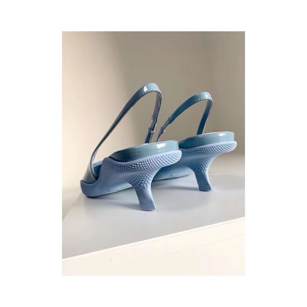 Cheap Reps Prada Slingback Pumps In Light Blue Brushed Leather