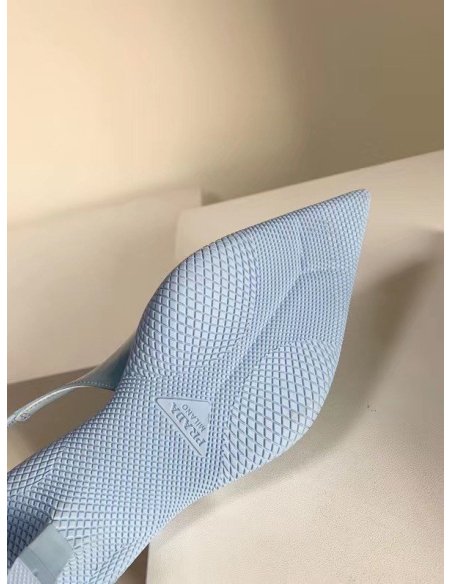 Cheap Reps Prada Slingback Pumps In Light Blue Brushed Leather