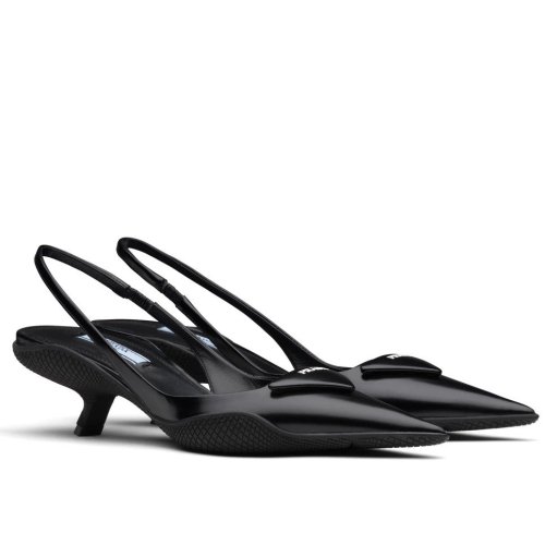 Cheap Reps Prada Slingback Pumps In Black Brushed Leather