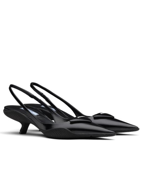 Cheap Reps Prada Slingback Pumps In Black Brushed Leather