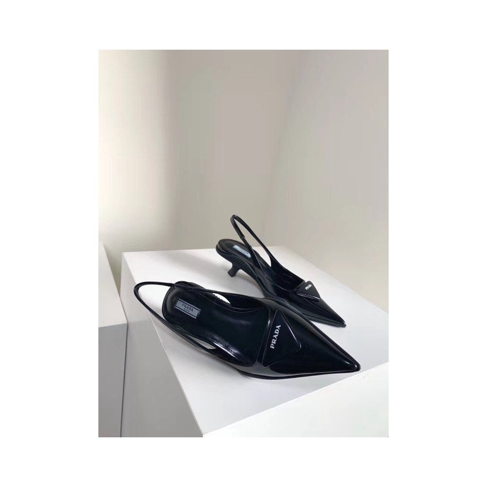 Cheap Reps Prada Slingback Pumps In Black Brushed Leather