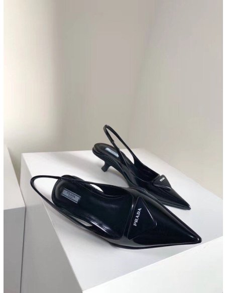 Cheap Reps Prada Slingback Pumps In Black Brushed Leather