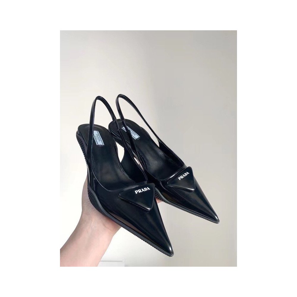 Cheap Reps Prada Slingback Pumps In Black Brushed Leather