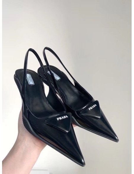Cheap Reps Prada Slingback Pumps In Black Brushed Leather