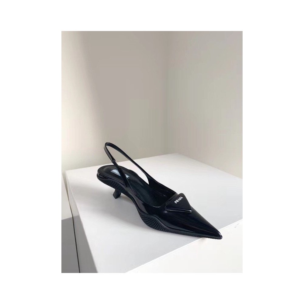 Cheap Reps Prada Slingback Pumps In Black Brushed Leather