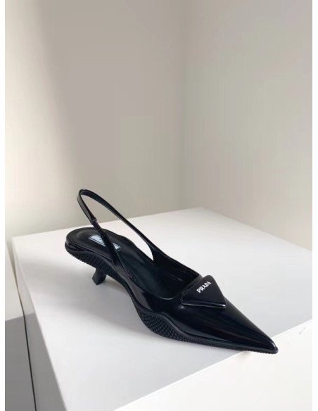 Cheap Reps Prada Slingback Pumps In Black Brushed Leather