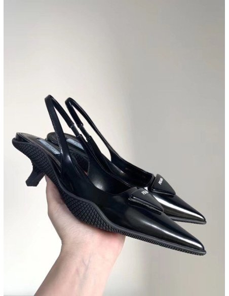 Cheap Reps Prada Slingback Pumps In Black Brushed Leather