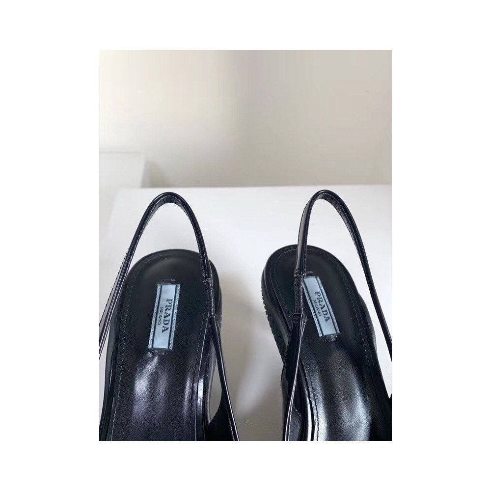Cheap Reps Prada Slingback Pumps In Black Brushed Leather