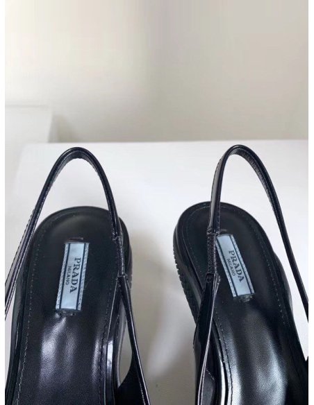 Cheap Reps Prada Slingback Pumps In Black Brushed Leather