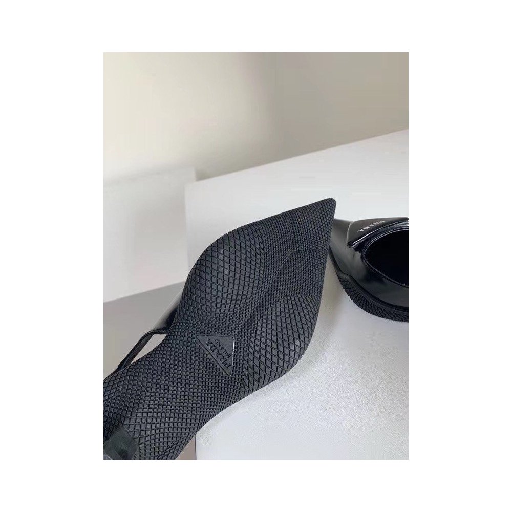 Cheap Reps Prada Slingback Pumps In Black Brushed Leather