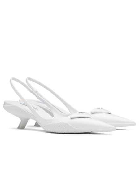 Cheap Reps Prada Slingback Pumps In White Brushed Leather