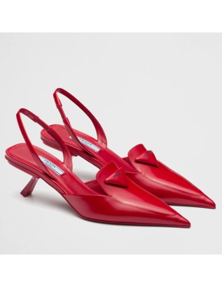 Cheap Reps Prada Slingback Pumps 55MM In Red Brushed Leather