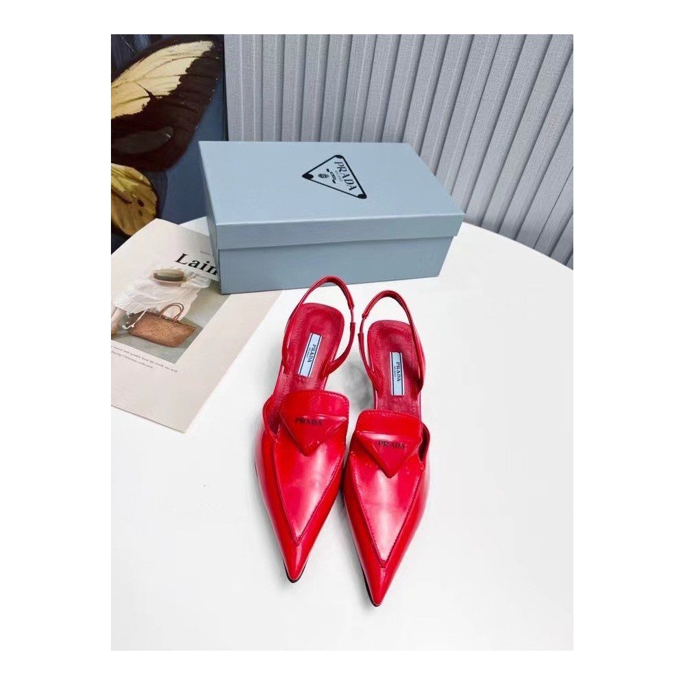 Cheap Reps Prada Slingback Pumps 55MM In Red Brushed Leather