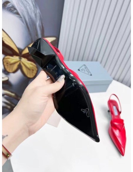Cheap Reps Prada Slingback Pumps 55MM In Red Brushed Leather