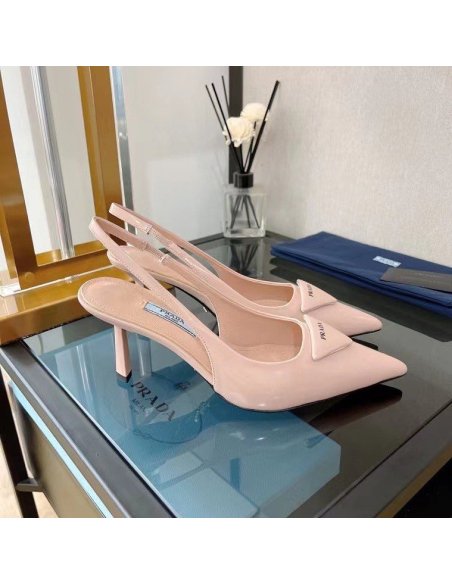 Cheap Reps Prada Slingback Pumps 75MM In Powder Brushed Leather