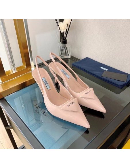 Cheap Reps Prada Slingback Pumps 75MM In Powder Brushed Leather