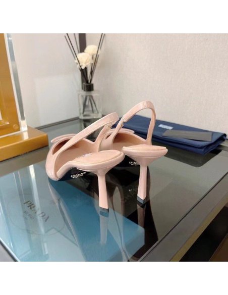 Cheap Reps Prada Slingback Pumps 75MM In Powder Brushed Leather