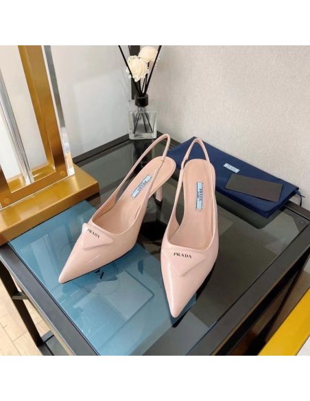 Cheap Reps Prada Slingback Pumps 75MM In Powder Brushed Leather