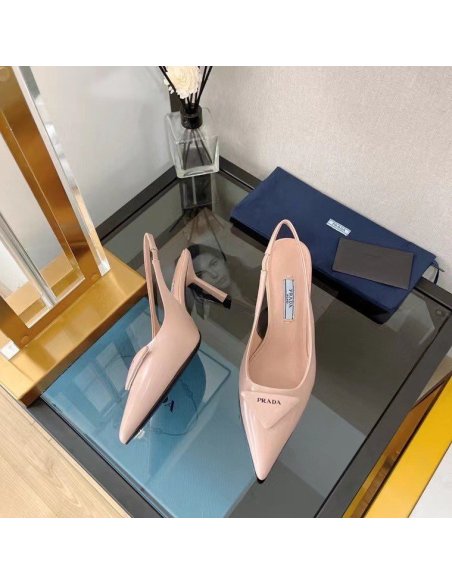 Cheap Reps Prada Slingback Pumps 75MM In Powder Brushed Leather