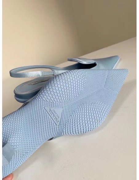 Cheap Reps Prada Gabardine Slingback Pumps In Light Blue Nylon