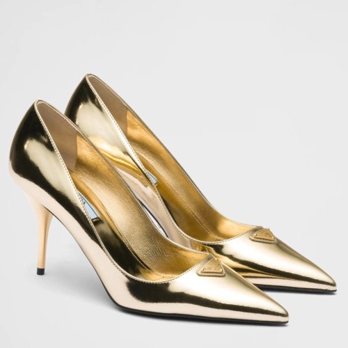 Cheap Reps Prada Pumps 85mm In Gold Metallic Leather