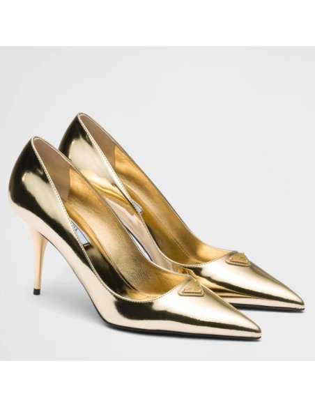 Cheap Reps Prada Pumps 85mm In Gold Metallic Leather