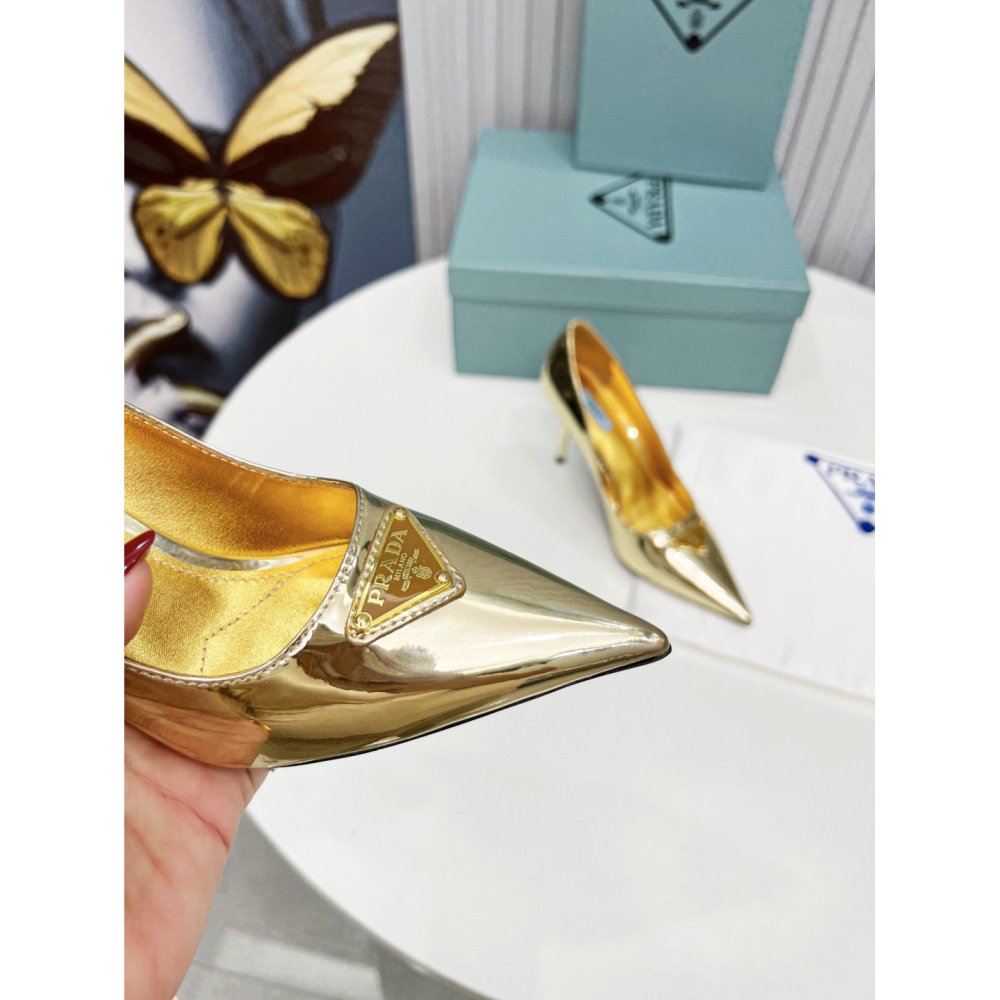 Cheap Reps Prada Pumps 85mm In Gold Metallic Leather