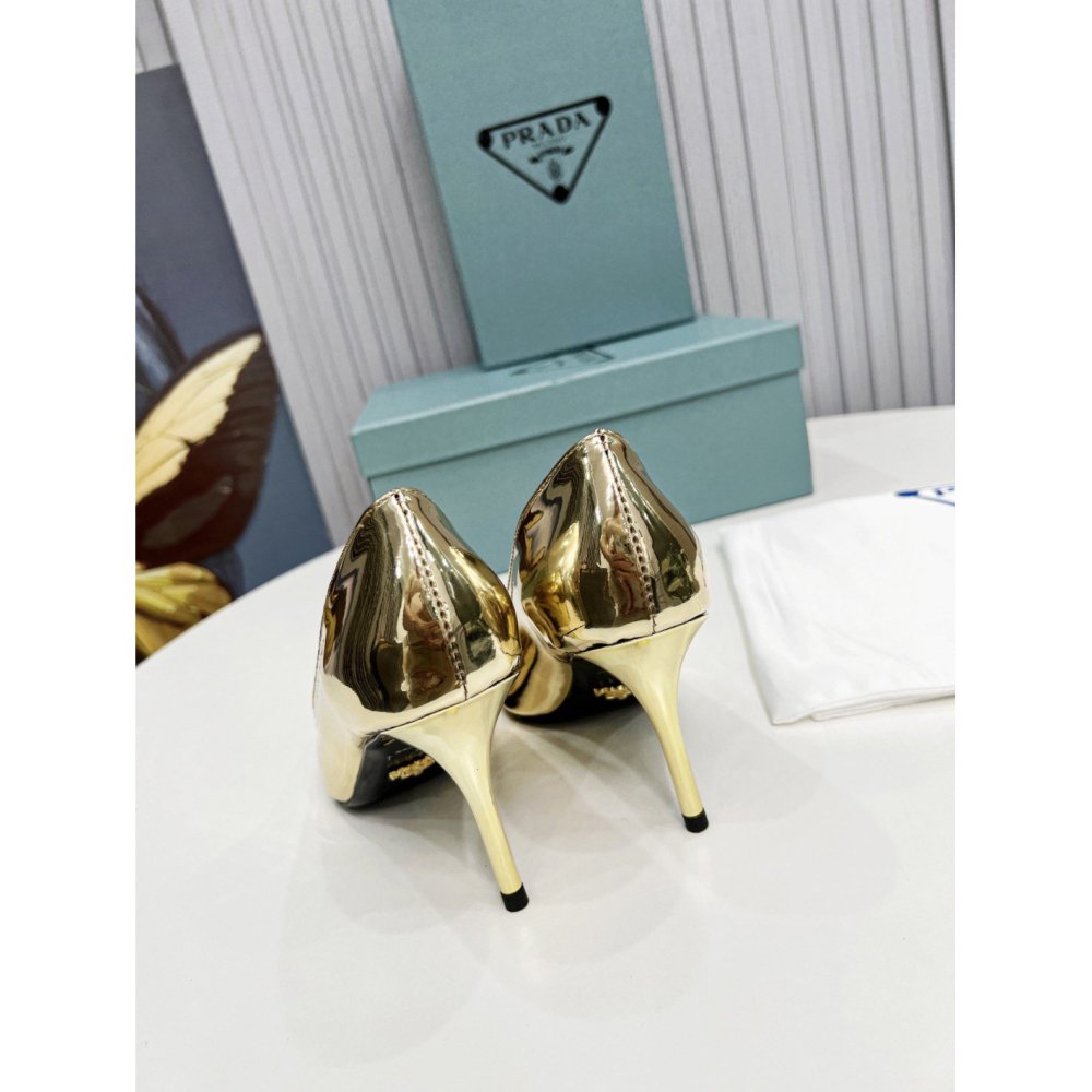 Cheap Reps Prada Pumps 85mm In Gold Metallic Leather