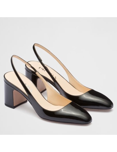 Cheap Reps Prada Slingbacks Pumps 65mm In Black Patent Leather