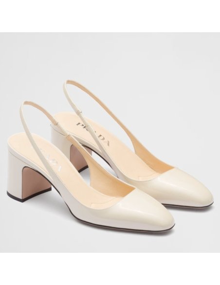 Cheap Reps Prada Slingbacks Pumps 65mm In White Patent Leather