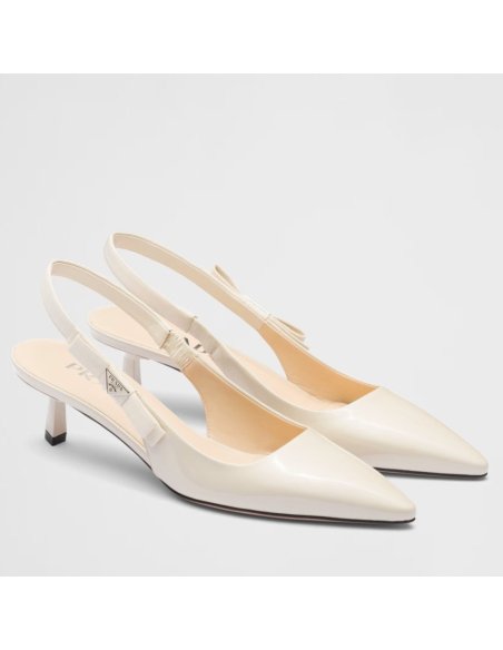 Cheap Reps Prada Slingbacks Pumps 45mm In White Patent Leather