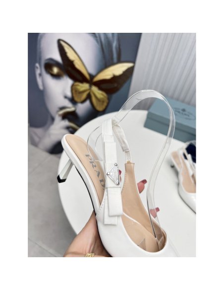Cheap Reps Prada Slingbacks Pumps 45mm In White Patent Leather