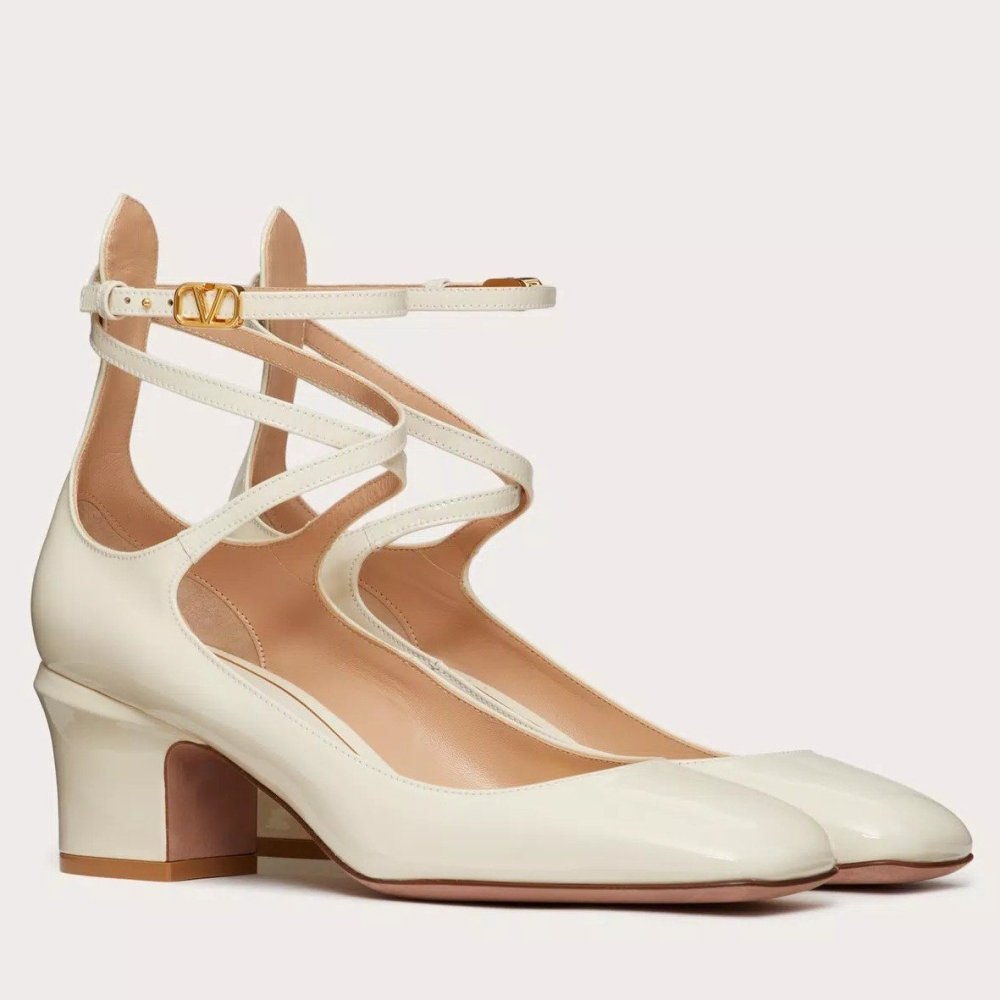 Cheap Reps Valentino Garavani Tan-Go Pumps 60mm In White Patent Leather