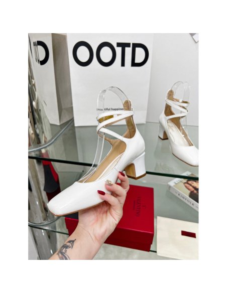 Cheap Reps Valentino Garavani Tan-Go Pumps 60mm In White Patent Leather