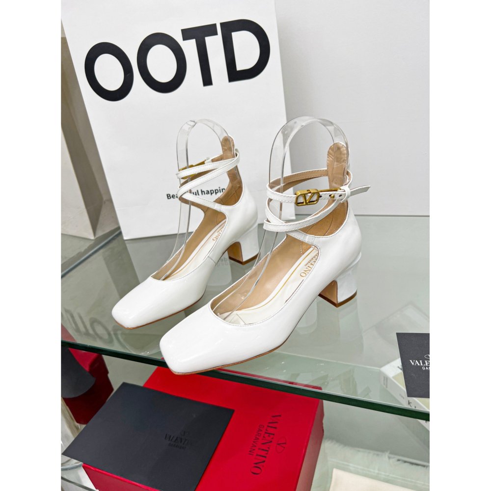 Cheap Reps Valentino Garavani Tan-Go Pumps 60mm In White Patent Leather