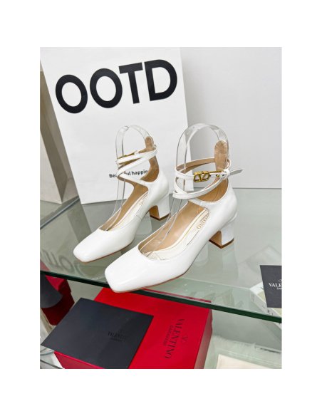Cheap Reps Valentino Garavani Tan-Go Pumps 60mm In White Patent Leather
