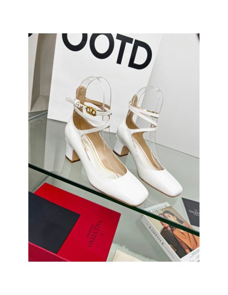 Cheap Reps Valentino Garavani Tan-Go Pumps 60mm In White Patent Leather