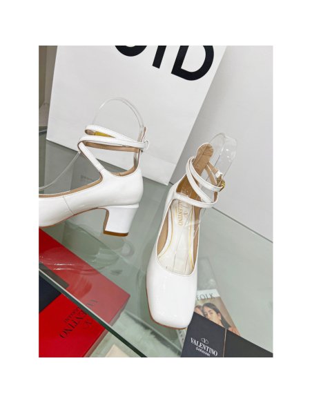 Cheap Reps Valentino Garavani Tan-Go Pumps 60mm In White Patent Leather