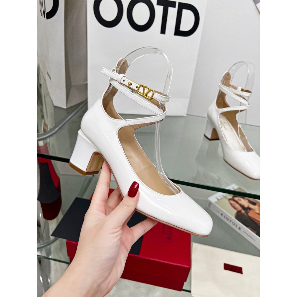 Cheap Reps Valentino Garavani Tan-Go Pumps 60mm In White Patent Leather
