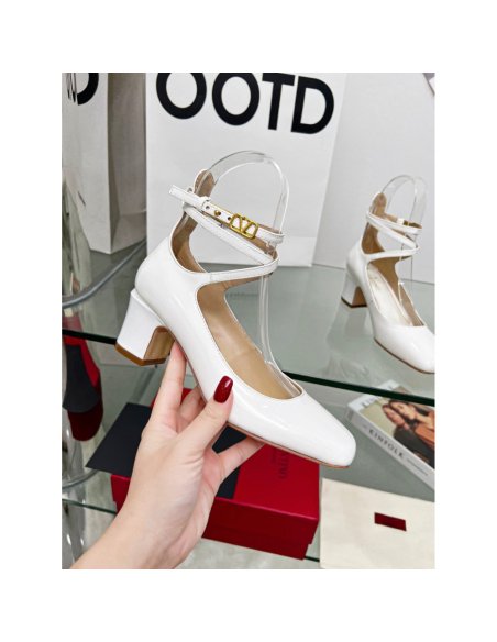 Cheap Reps Valentino Garavani Tan-Go Pumps 60mm In White Patent Leather