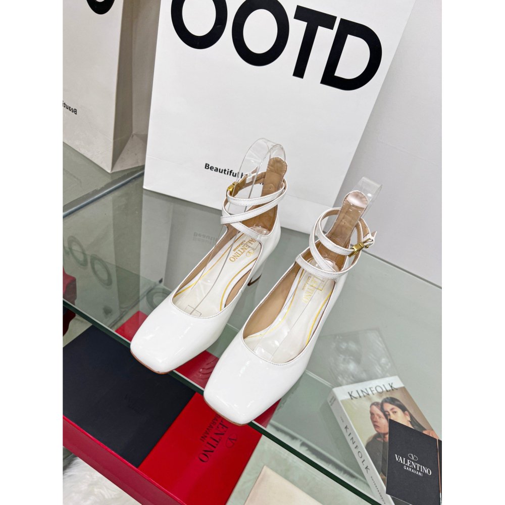Cheap Reps Valentino Garavani Tan-Go Pumps 60mm In White Patent Leather