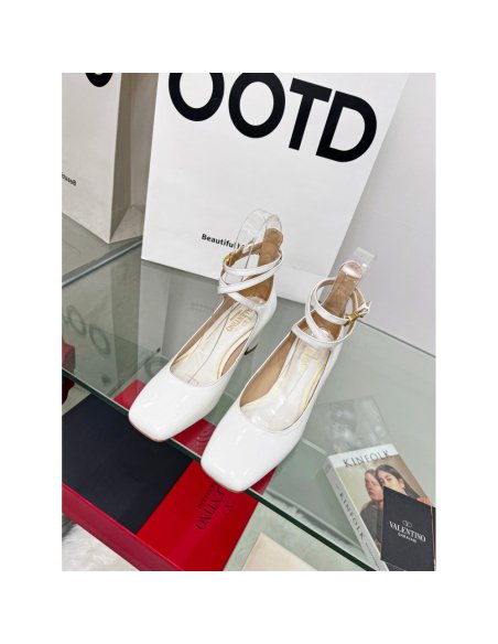 Cheap Reps Valentino Garavani Tan-Go Pumps 60mm In White Patent Leather