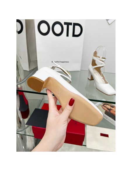 Cheap Reps Valentino Garavani Tan-Go Pumps 60mm In White Patent Leather