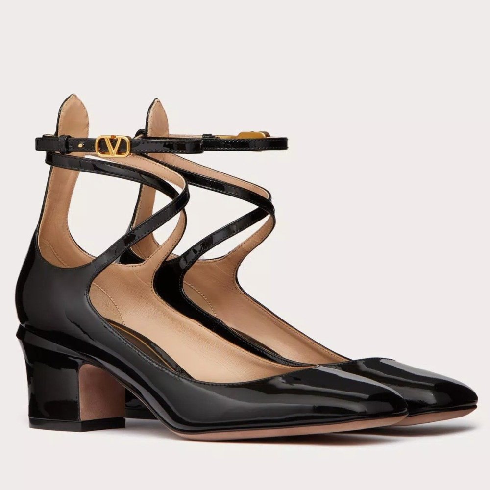 Cheap Reps Valentino Garavani Tan-Go Pumps 60mm In Black Patent Leather