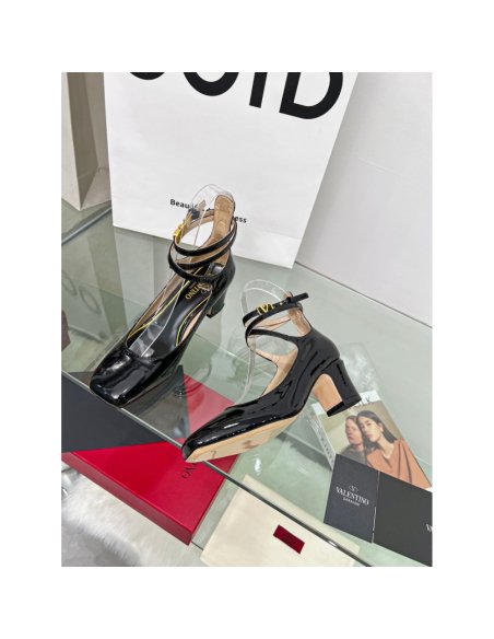 Cheap Reps Valentino Garavani Tan-Go Pumps 60mm In Black Patent Leather