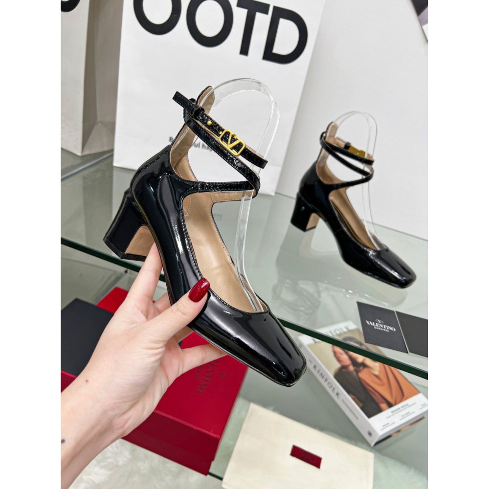 Cheap Reps Valentino Garavani Tan-Go Pumps 60mm In Black Patent Leather