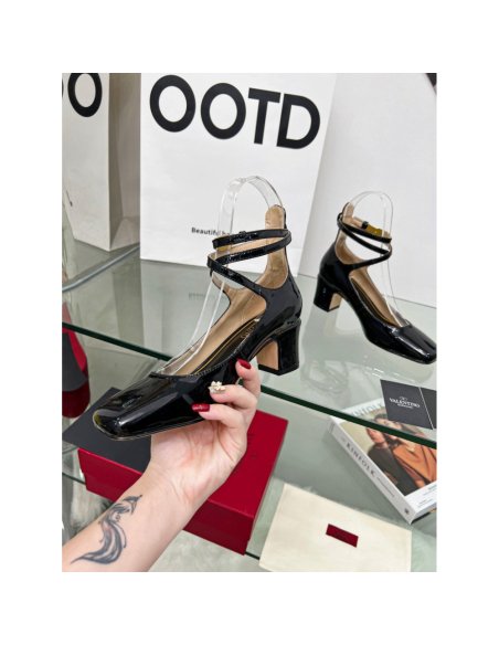 Cheap Reps Valentino Garavani Tan-Go Pumps 60mm In Black Patent Leather