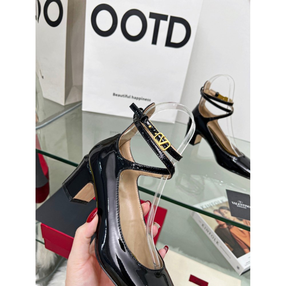 Cheap Reps Valentino Garavani Tan-Go Pumps 60mm In Black Patent Leather