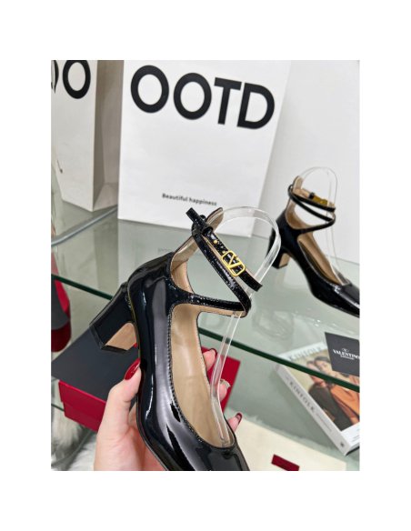 Cheap Reps Valentino Garavani Tan-Go Pumps 60mm In Black Patent Leather